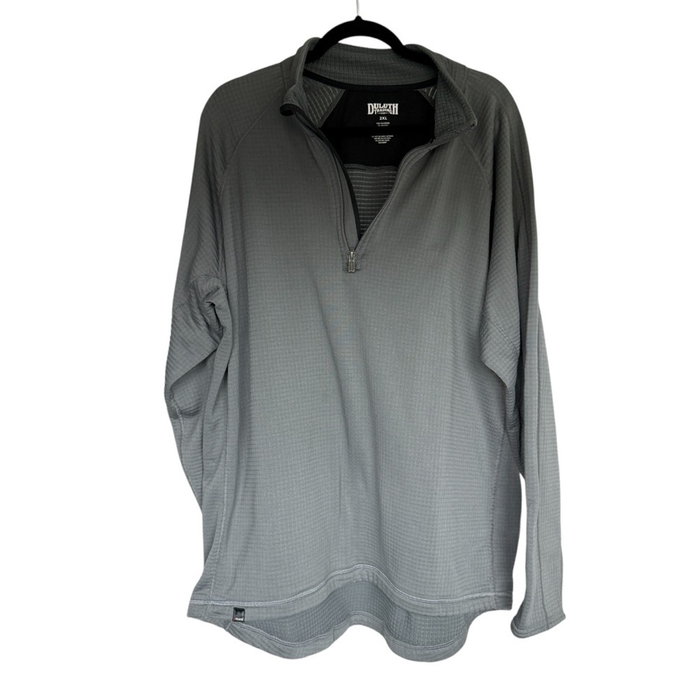 Duluth Trading Co 2XL Grey 1/4 Zip Long Sleeve Waffle Knit Pull Over Shirt Layer